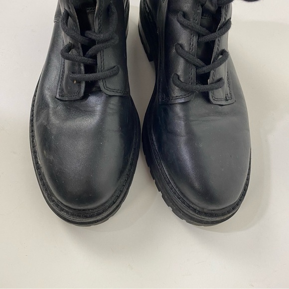 Louise Et Cie Black Leather Combat Moto High Top Boots Minimalist Grunge - Picture 3 of 7